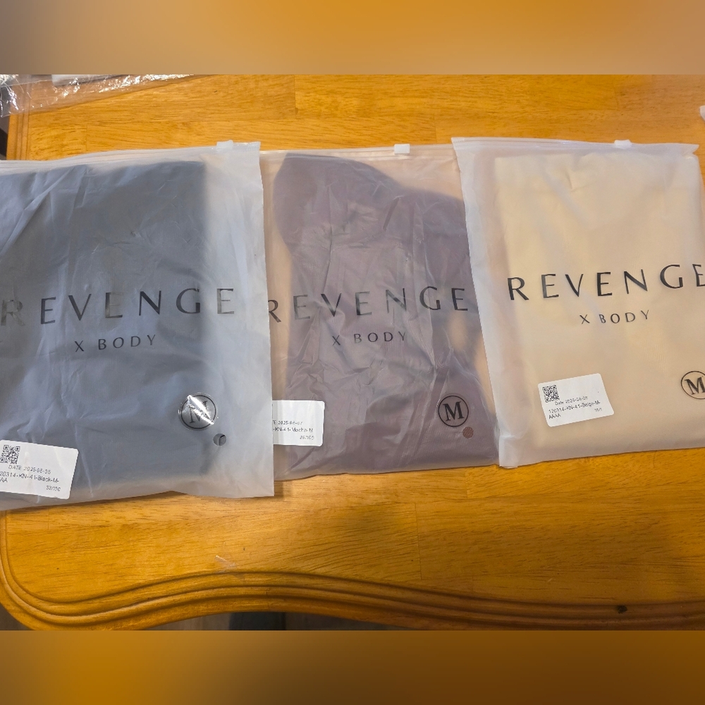Revenge X Body T-Shirts in Black, Cream, and Brown